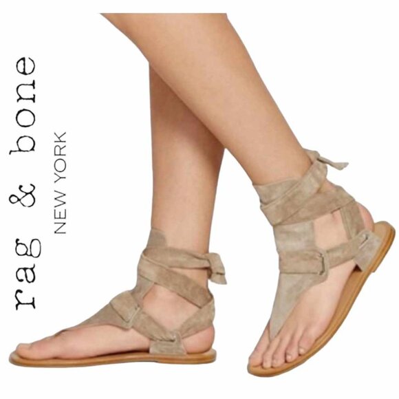 rag & bone Shoes - Rag & Bone Mara Suede Gladiator Wrap Sandals Sz 39.5 IT (9.5 US) - Gray